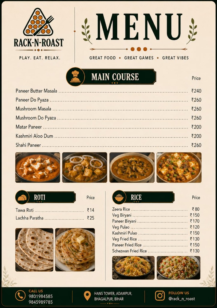 Official Menu Card Page